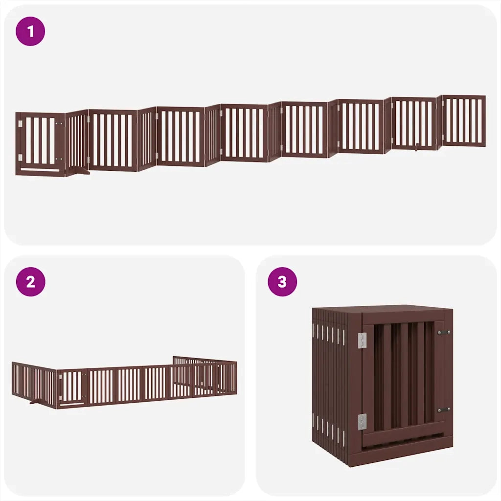 vidaXL Cancello Cani Porta Pieghevole Marrone 15 Pannelli 750cm Pioppo
