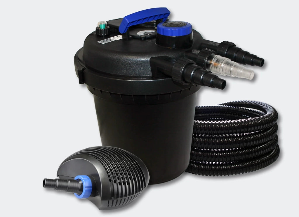 Kit di filtrazione per laghetti a pressione da 6000 litri: UVC da 11 Watt Eco da 40 Watt pompa tubo da 25 m (4216211)