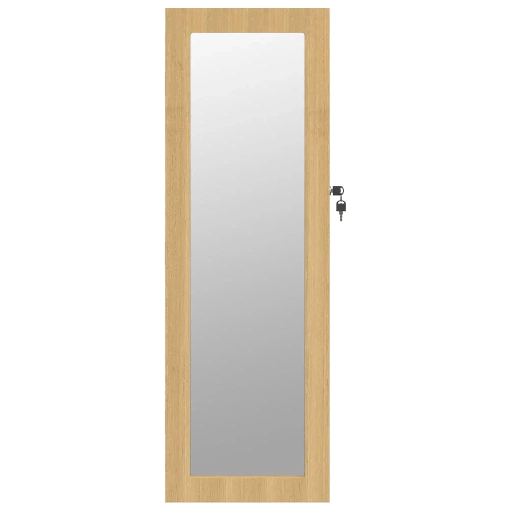 Mobiletto portagioielli mobile contenitore organizer per camera da letto spogliatoio bagno con specchio a parete 30 x 8,5 x 90 cm marrone 02_0022827