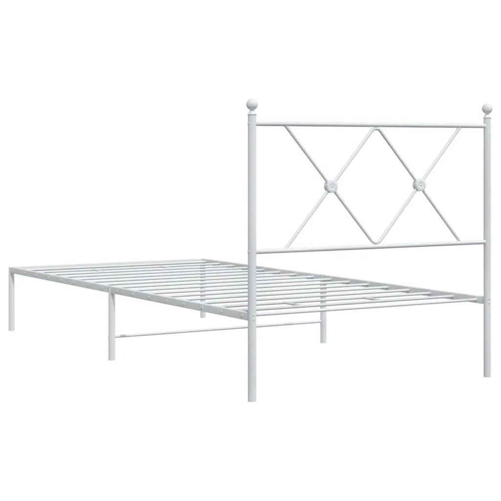 Giroletto con Testiera-Struttura Letto con testiera Metallo Bianco 90x200 cm 138971