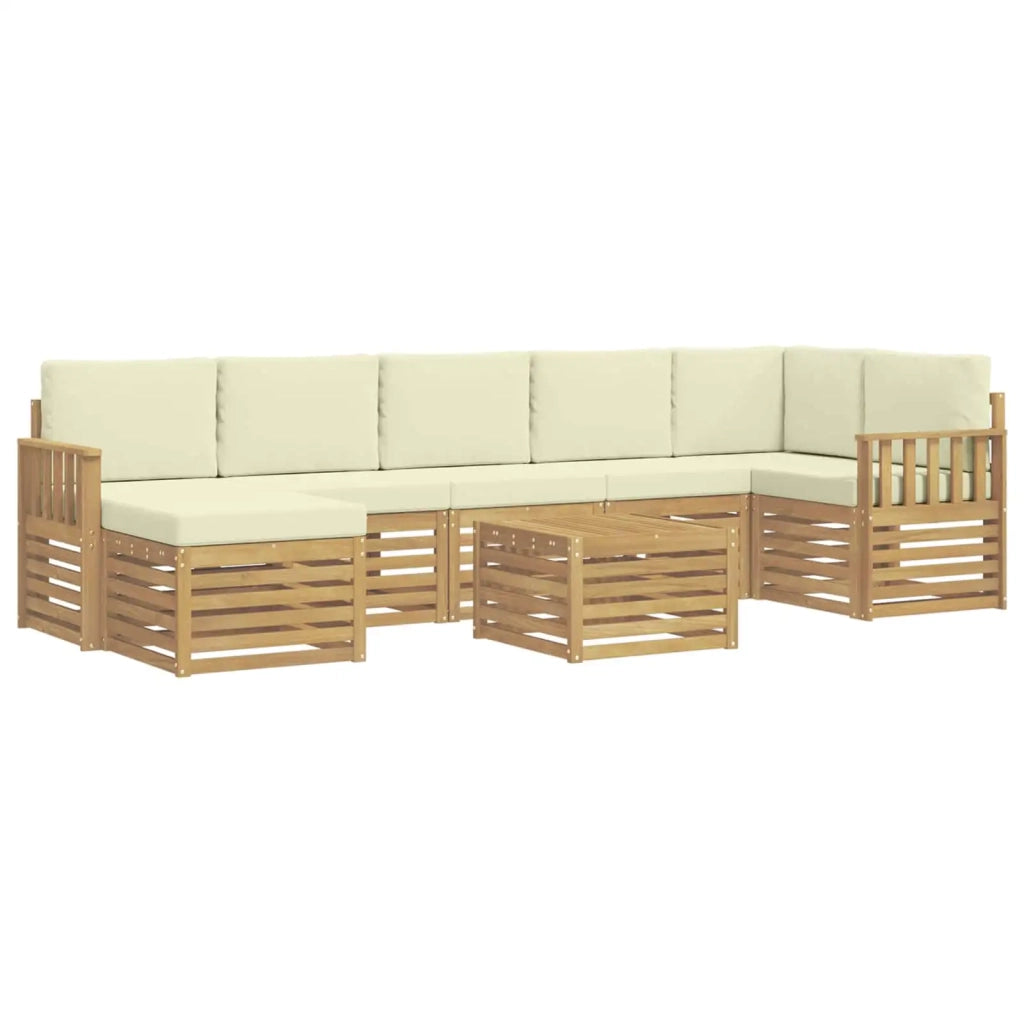 Set di divani da esterno 8 pcs Bianco e Crema 59 x 59 x 37 cm 3392225
