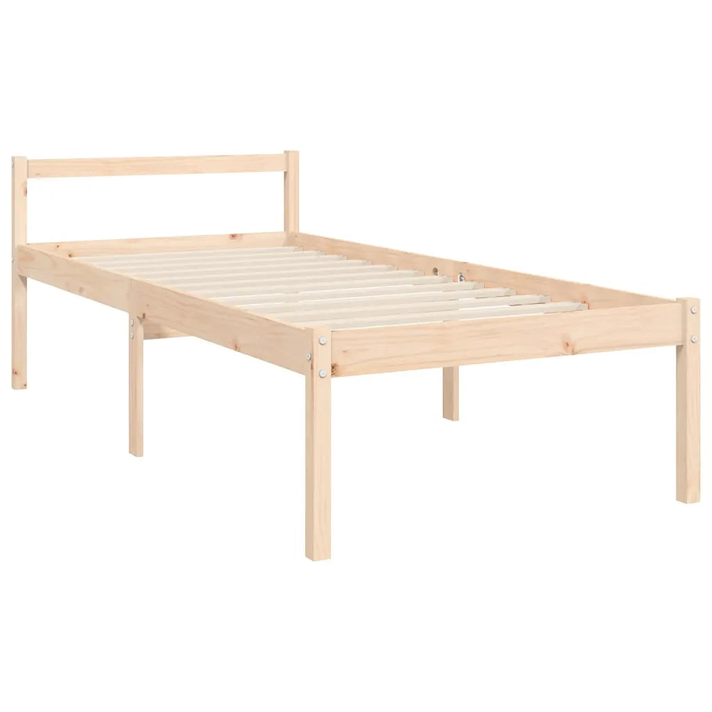 Letto singolo | Letto per adulti | Letto per Anziani con Testiera Single in Legno Massello