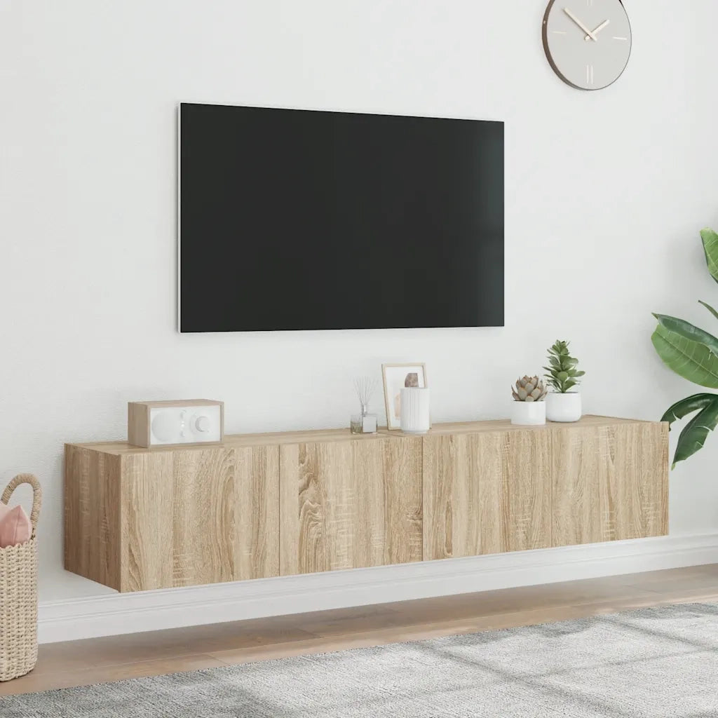 Mobili TV a Parete con Luci LED 2pz | Armadietto TV | Mobile Porta TV Rovere Sonoma 80x35x31 cm