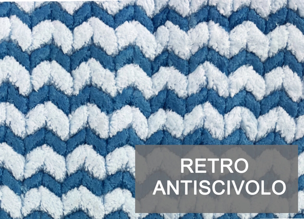 Tappeto Bagno Doccia Antiscivolo In Ciniglia Super Assorbente Modello Dots - Parure 3 Pezzi - Cielo