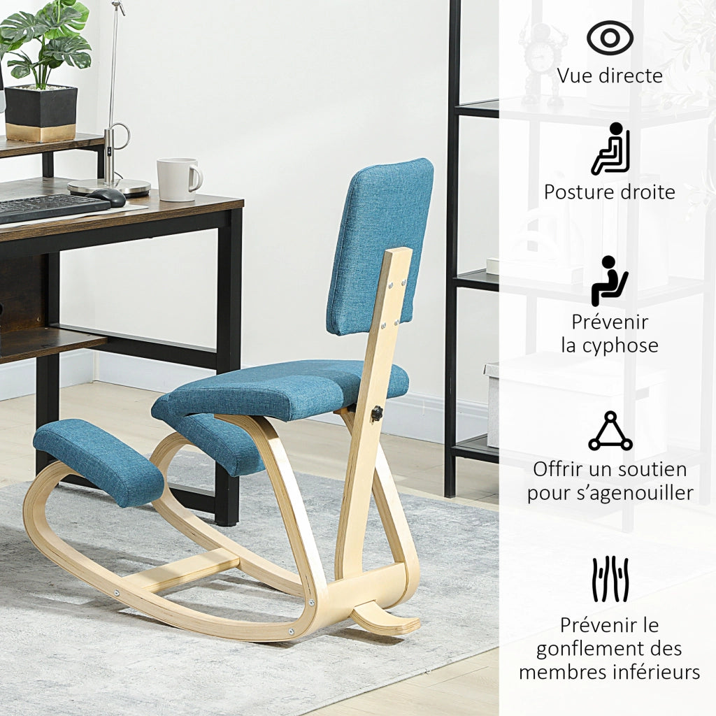 Sedia ergonomica a ginocchia con schienale ¨C zephmum ¨C 51x84x93cm blu scuro