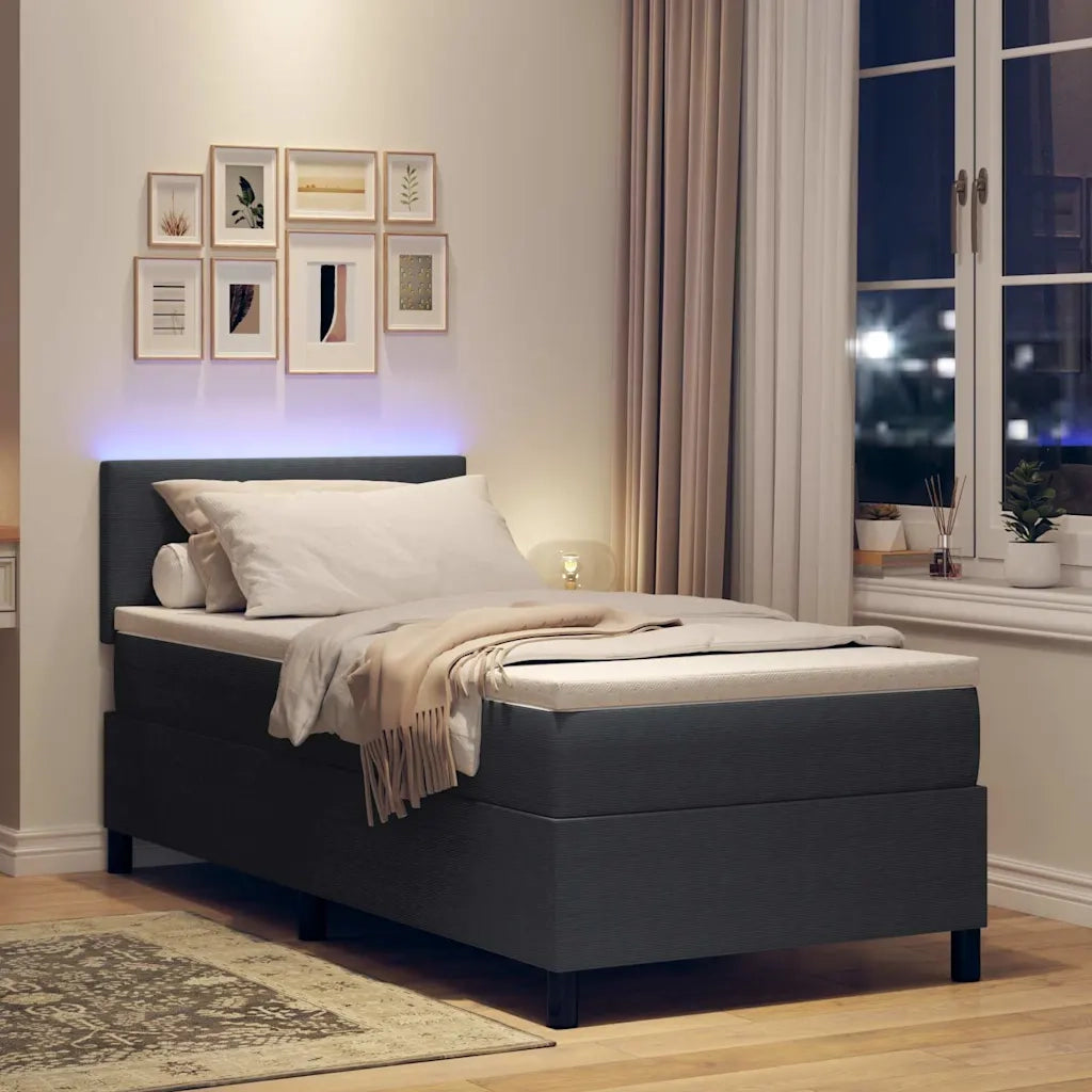Letto a Sorgente LED Grigio Scuro e Bianco 100 x 200 cm 3337588