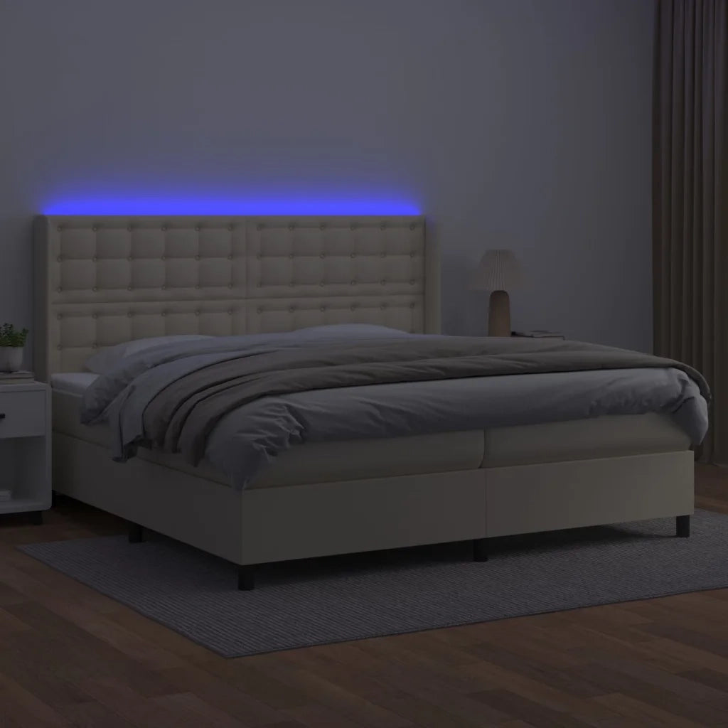 Giroletto a Molle con Materasso e LED Crema 200x200 cm cod mxl 62181
