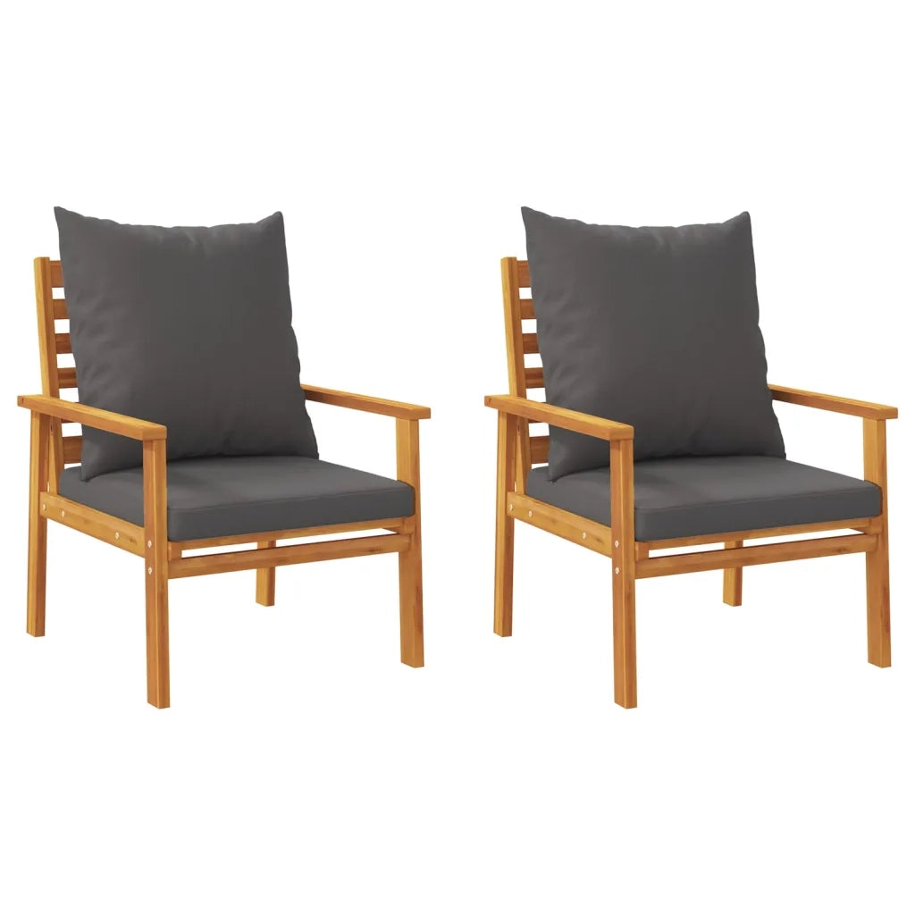 Poltrone da Giardino 2pz con Cuscino in Legno Massello Acacia 164776