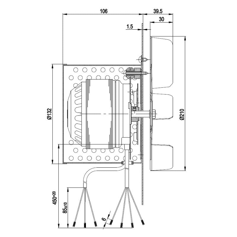 ESTRATTORE ASPIRATORE FUMO STUFA PELLET EBM R2E210-AA34-05
