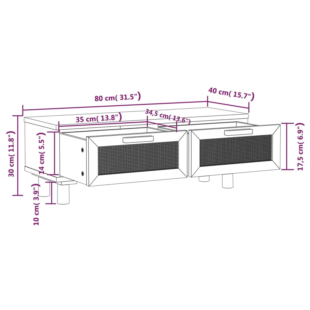 Tavolino Nero 80x40x30 cm Legno Multistrato e Massello di Pino 345622