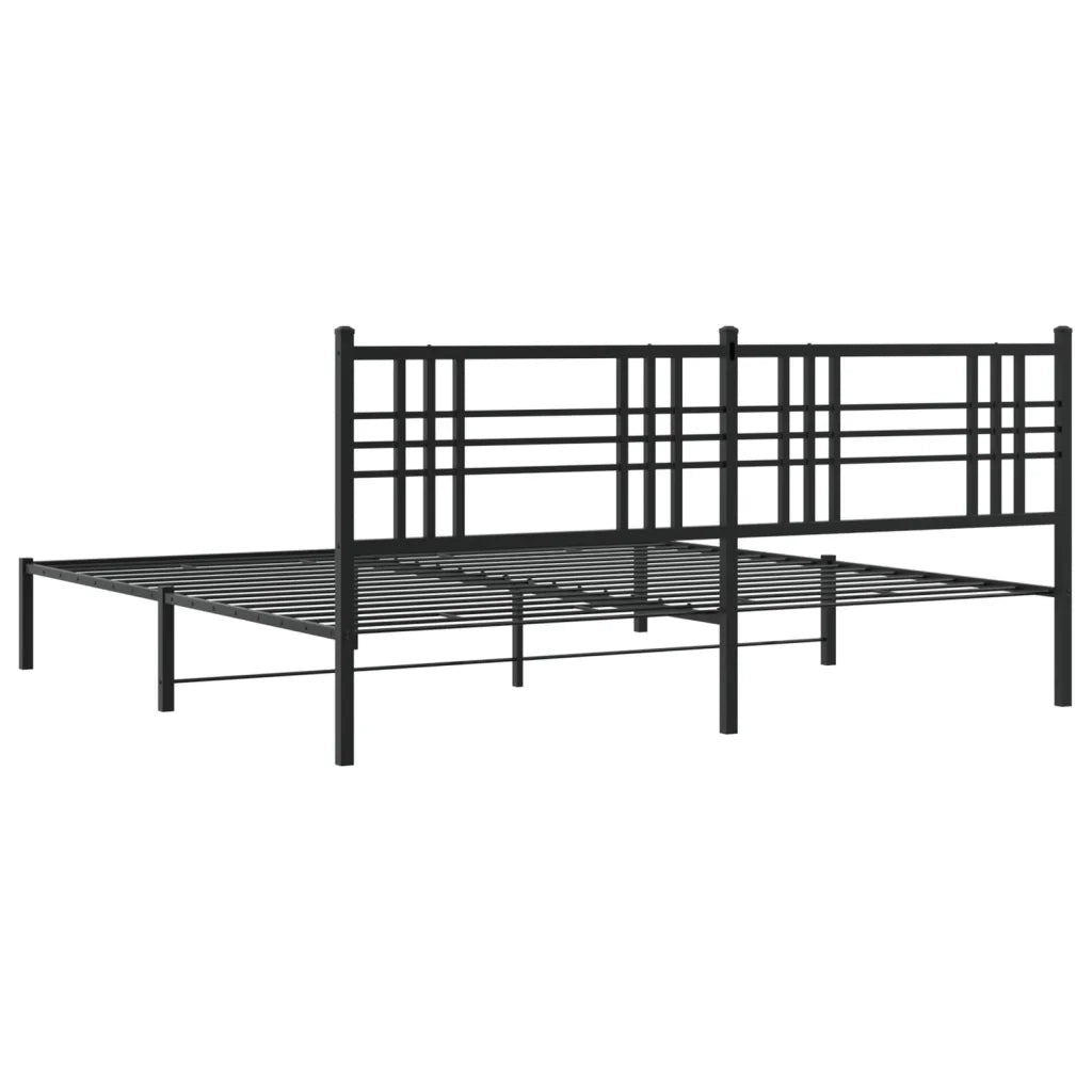 Giroletto con Testiera-Struttura Letto con testiera in Metallo Nero 193x203 cm 238046