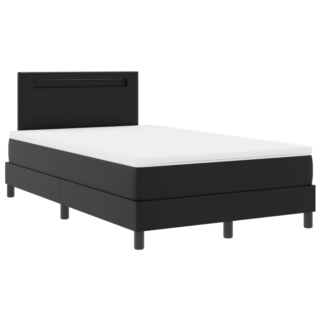Letto a Molle  con Materasso Nero Matrimoniale Piccolo in Ecopelle