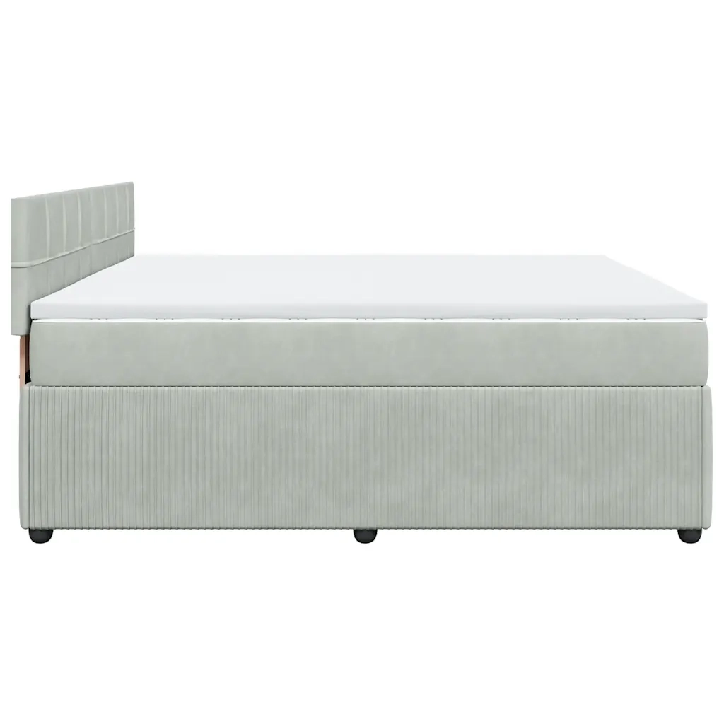 Giroletto a Molle con Materasso Grigio Chiaro 180x200cm Velluto