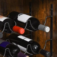 Mobile Portabottiglie Stile Industriale con Cantinetta Vini per 9 Bottiglie e Portacalici, Marrone