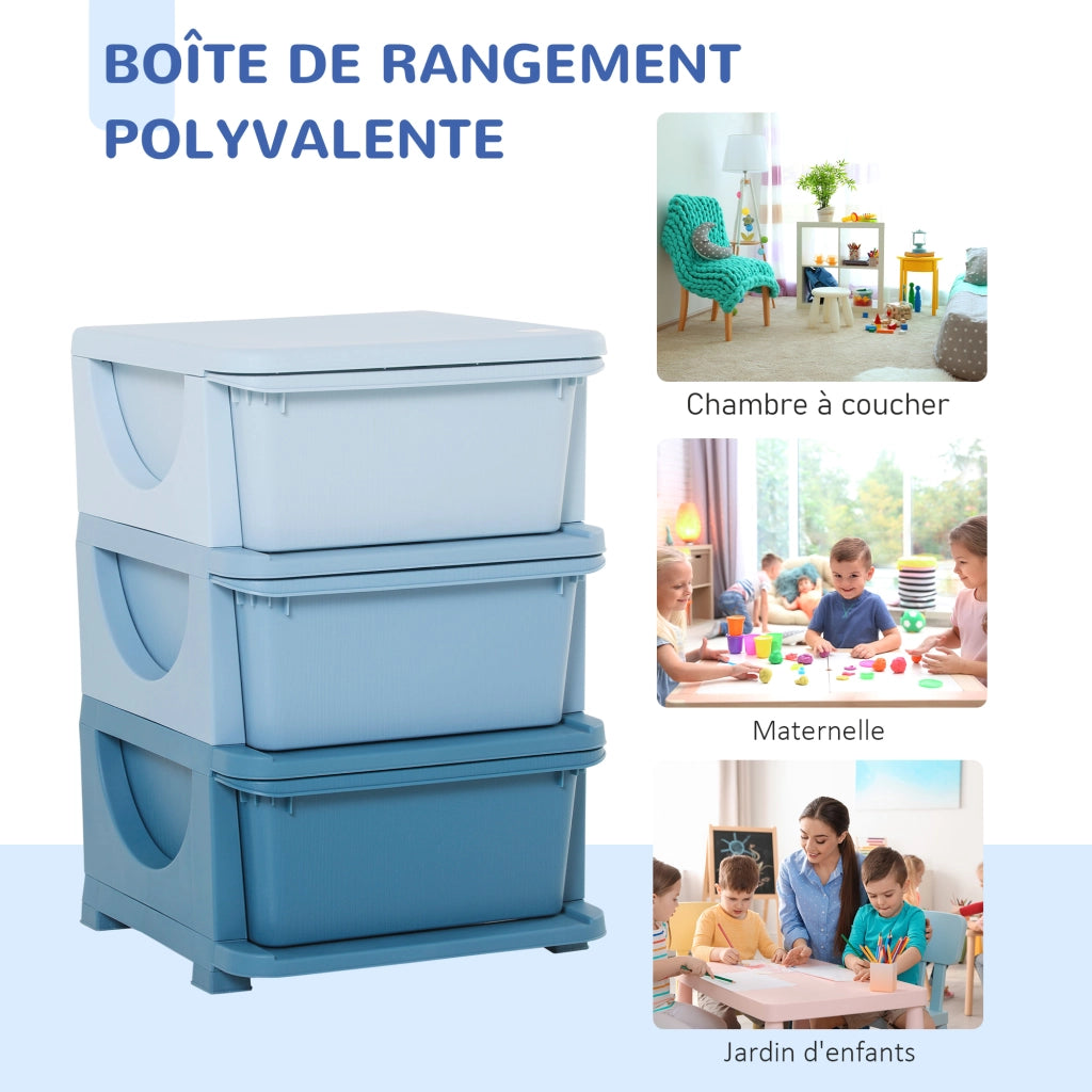 Cassettiera per bambini con 3 cassetti ¨C zephmum ¨C blu 37x37x56.5 cm