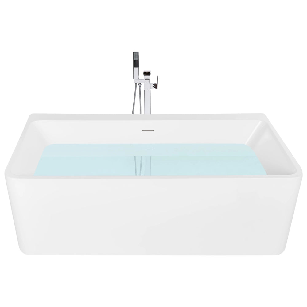 Vasca da Bagno Freestanding Bianca in Acrilico 160 cm con Bordo Sottile