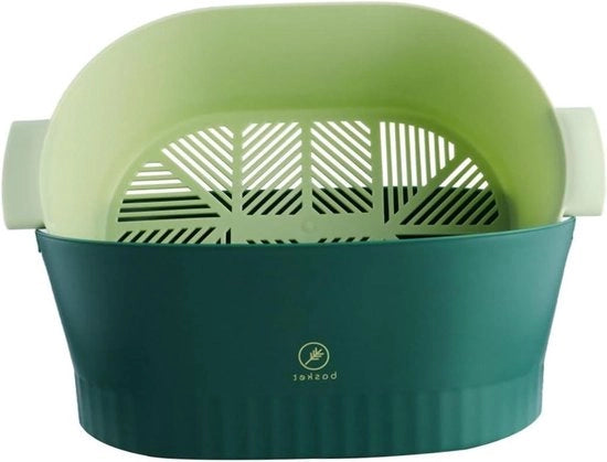 Set di setacciatura fine per verdure - Contenitore da asporto in plastica - Pulitore di ruota - Set di setacciatura con contenitore per drenaggio - Mandata di scarico verdure con setacciatura - Set di setacciatura verde