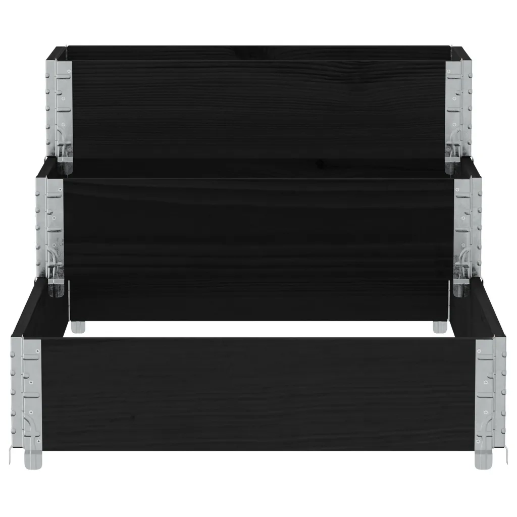 Fioriera Rialzata a 3 Livelli Nera 120x80 cm Legno di Pino