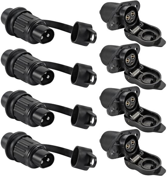 Trekkerplug 3-polig - 12 V - Stekker/Stopcontact - 4 Stuks - Thermoplastica - Afdichting in Silicone - Impermeabile a Uso Marittimo - Codice del Prodotto: Trailerplug