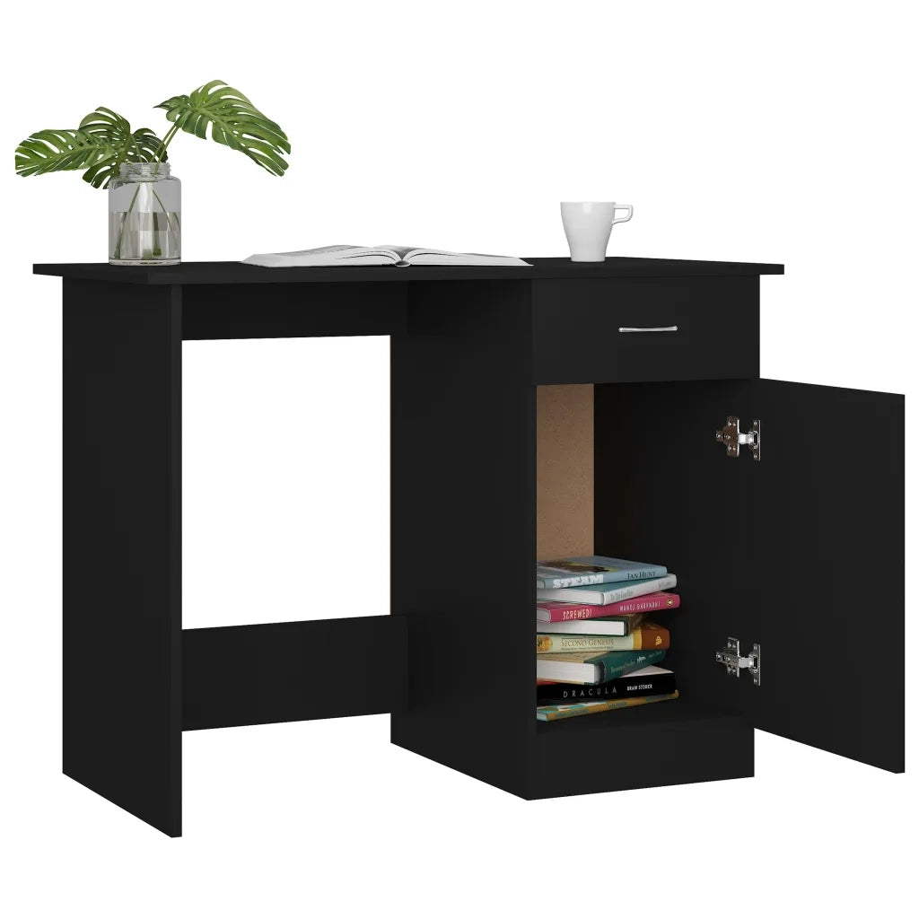 Scrivania | Tavolo da Ufficio Nera 100x50x76 cm in Legno Multistrato