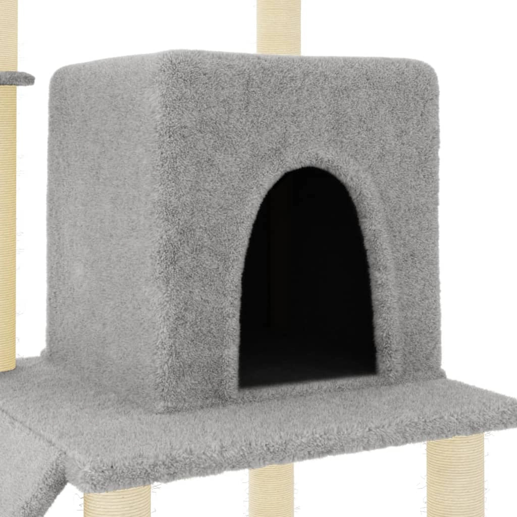 Tiragraffi per gatti torre per arrampicata giocattolo piattaforma per arrampicata con tiragraffi in sisal leggero 96,5 cm grigio 02_0022632