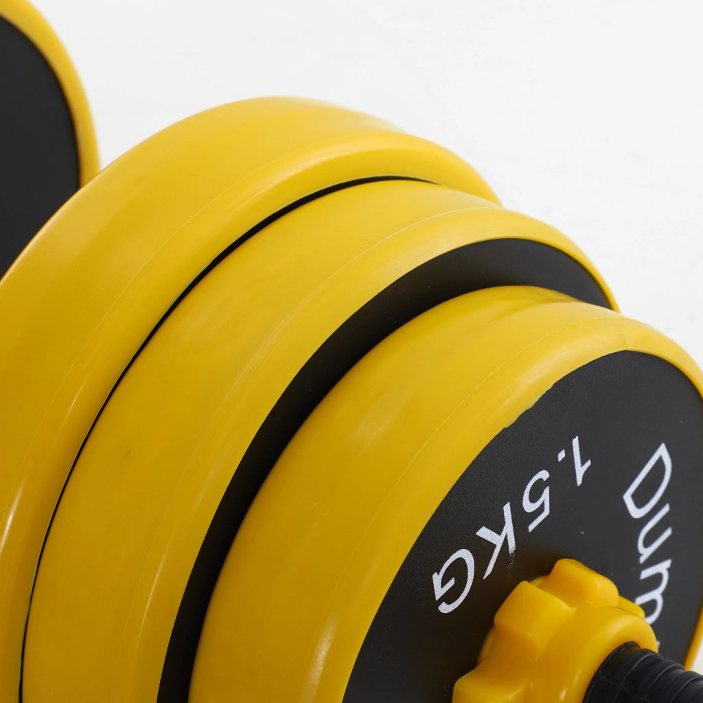 Set di manubri regolabile 3 in 1 ¨C Zephmum ¨C Giallo e nero, 25 kg, 12 piastre, 3 aste