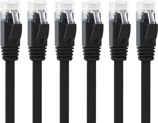 Cavo a rete 2m 6 pezzi - Cavo patch RJ45 a alta velocità - LAN Gigabit UTP Cat6 - Cavo internet per router gaming, modem, PC, TV PS4/5 (Nero)