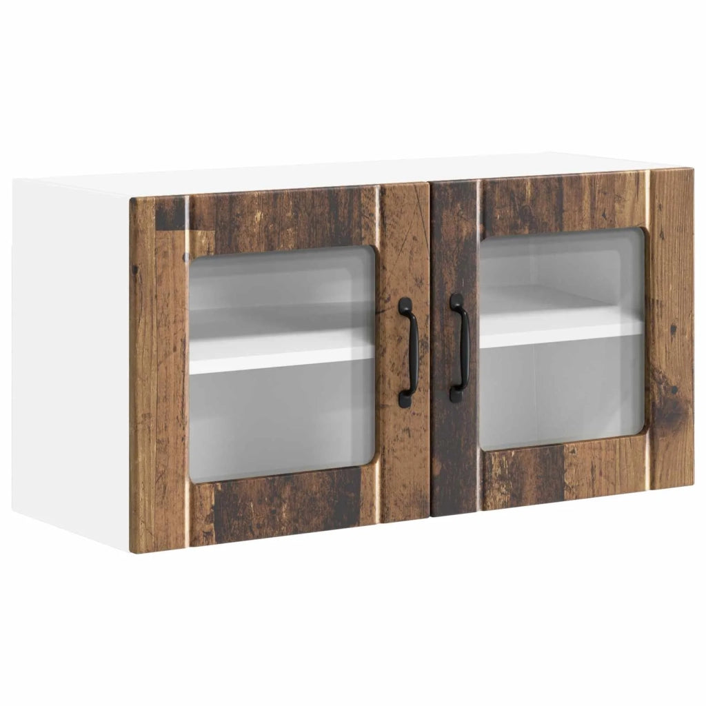 Mobile in vetro da parete LUCCA Legno antico 80 x 31 x 40 cm
