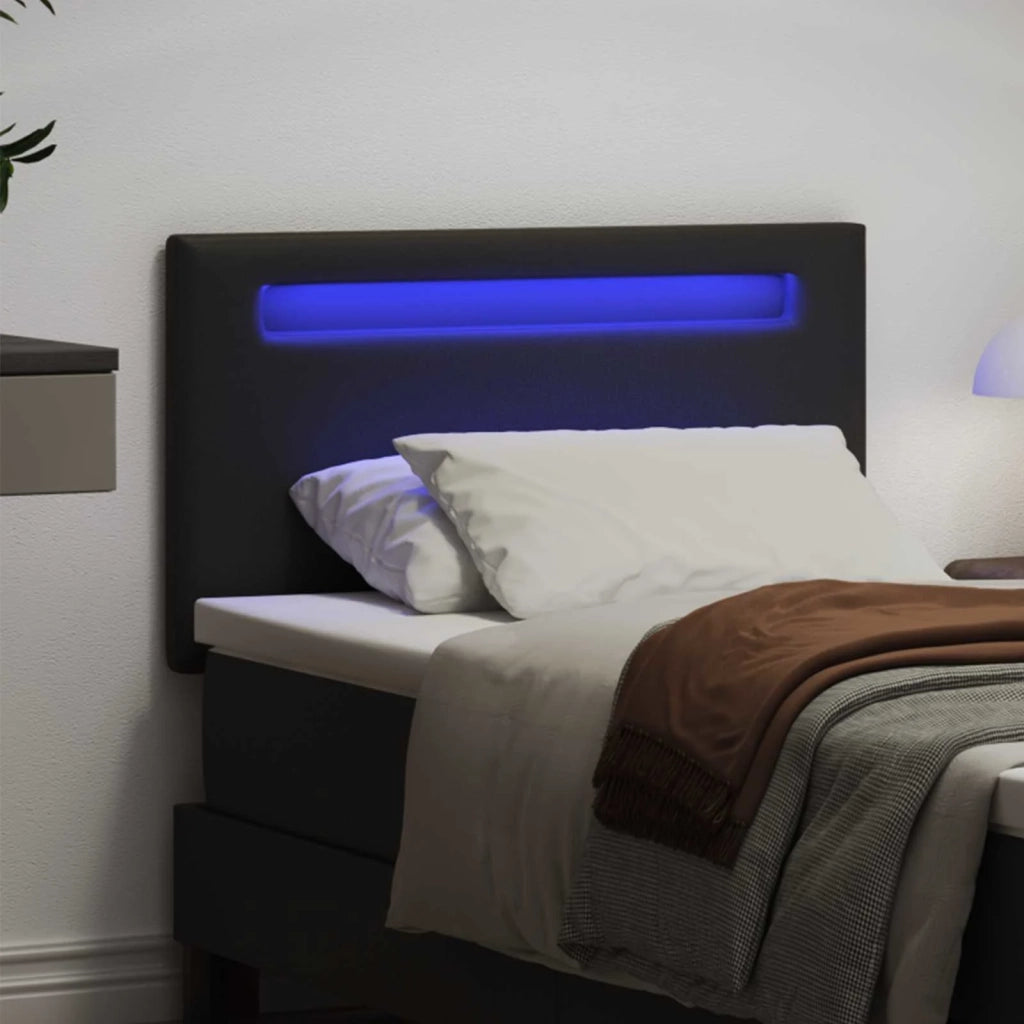 Testiera LED Nero 90 cm Pelle Sintetica 42007293