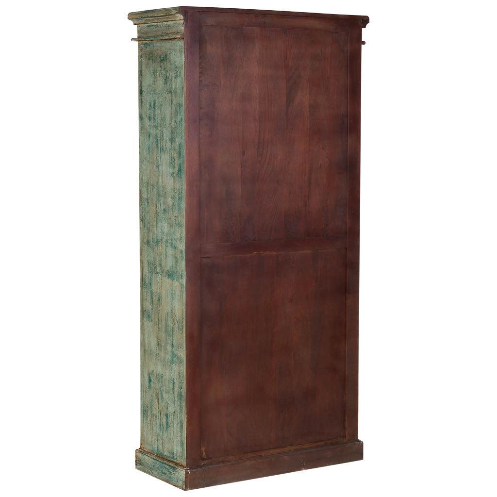 Vetrina in legno e vetro con 2 ante, blu 90x40x183h cm