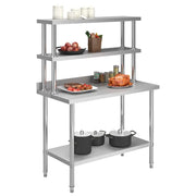 Tavolo Lavoro Cucina con Mensola 120x60x150 cm in Acciaio Inox CFW5482122