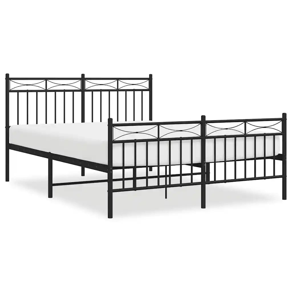 Giroletto con Testiera e Pediera Metallo Nero 135x190 cm 373708