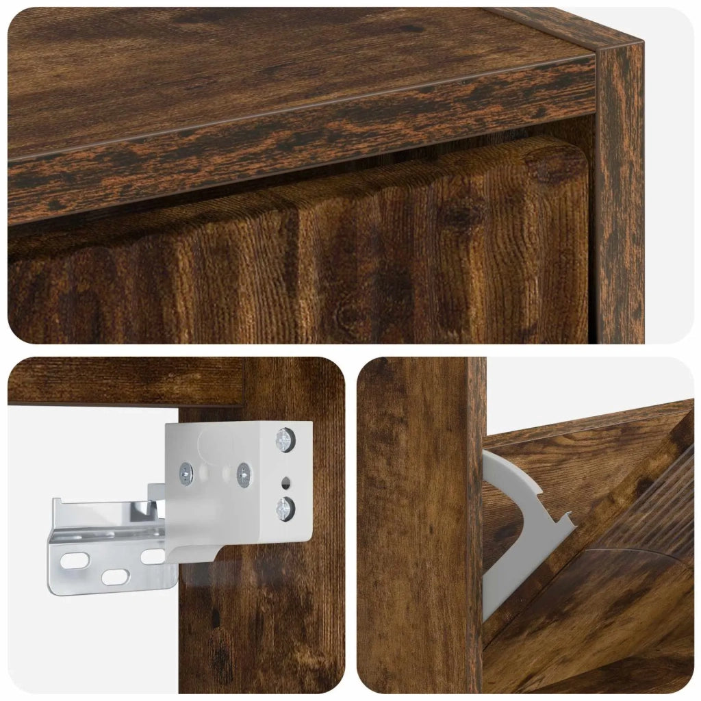 Mobiletto per Scarpe da Muro HOORN 71 x 17 x 43 cm Rovere Fumo 897290