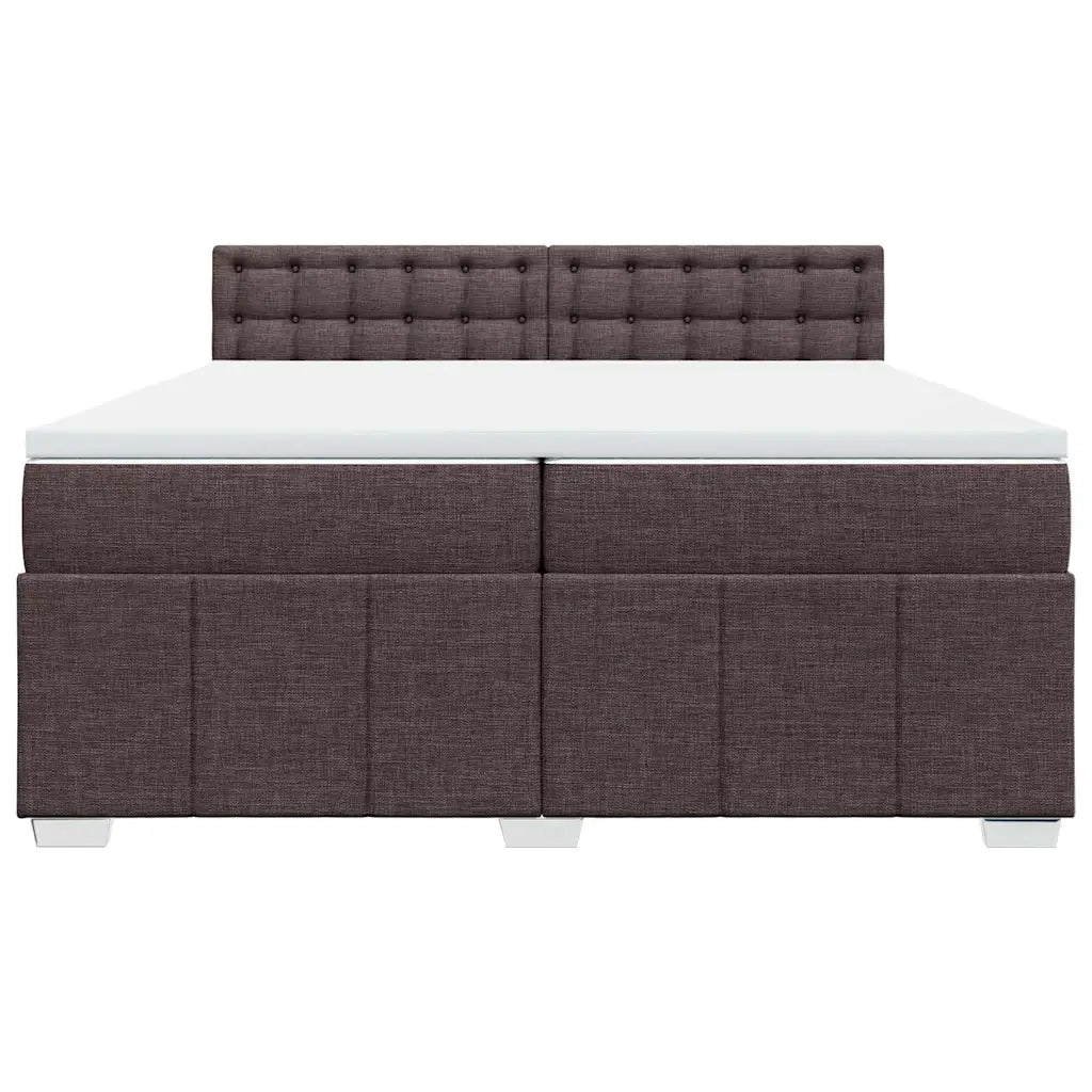 Giroletto a Molle con Materasso Marrone Scuro 200x200cm Tessuto 3289492