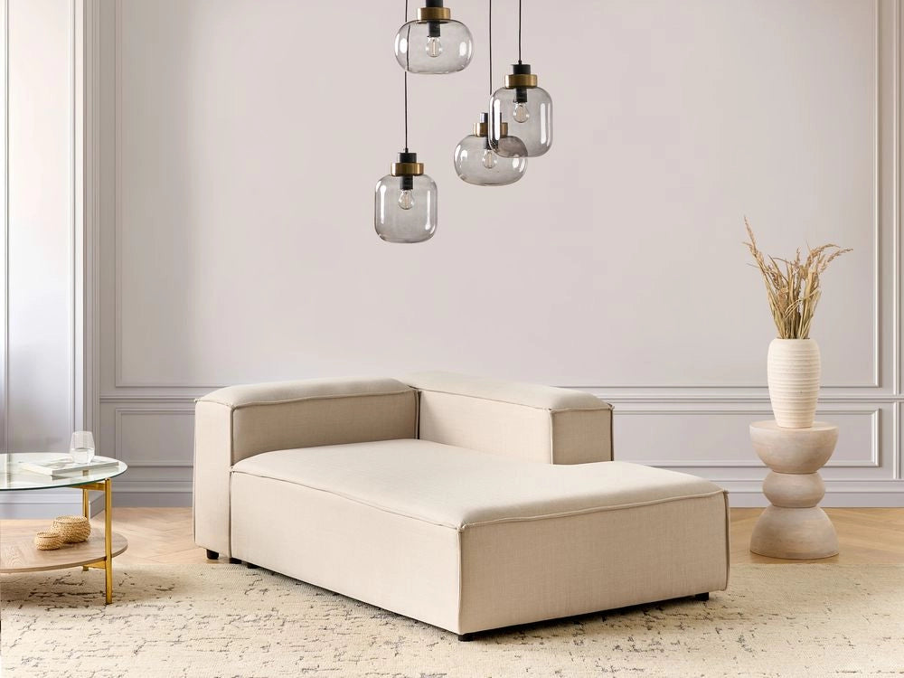 Chaise longue lato sinistro Gambe nere Rivestimento in corda di poliestere beige Soggiorno moderno