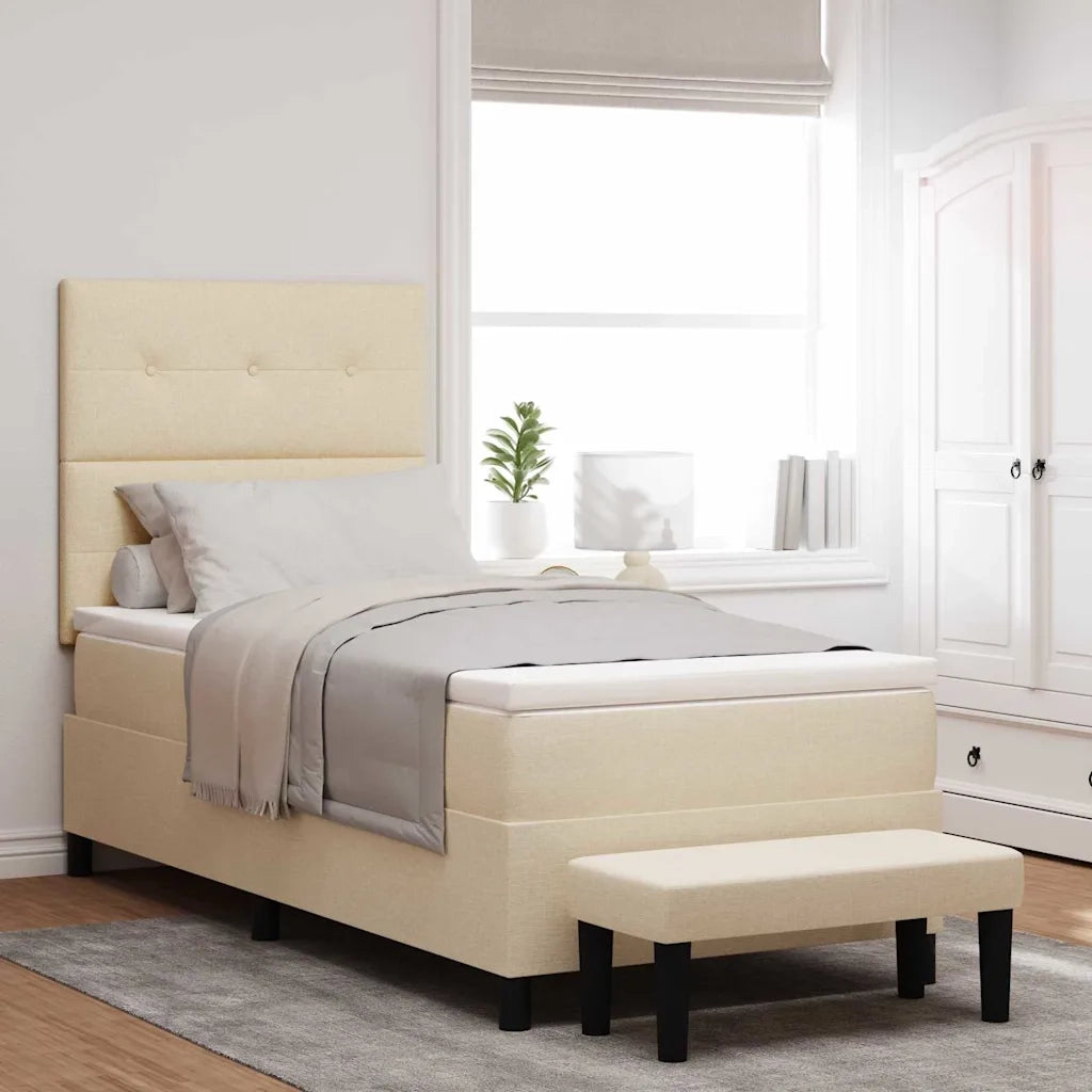 Letto a molle con materasso Crema 90 x 190 cm Tessuto