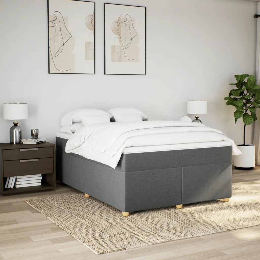 Giroletto a Molle con Materasso Grigio Scuro 140x200cm Tessuto