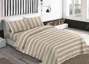 Sacco Copripiumino Piumone Letto In 100% Cotone Made Italy Vari Disegni RP - 2 Piazze - Riga Larga Beige