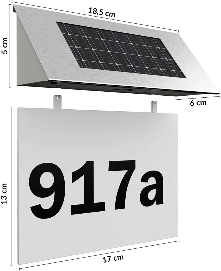 Deuba Numero Civico Solare Illuminato 4 LED Acciaio Inox Led Sensore Crepuscolare Numeri Casa
