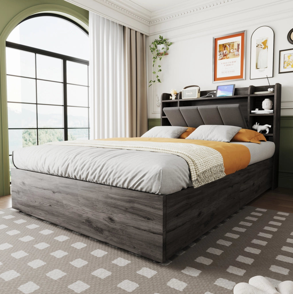Letto multifunzione 140x200 cm con vano idraulico e USB