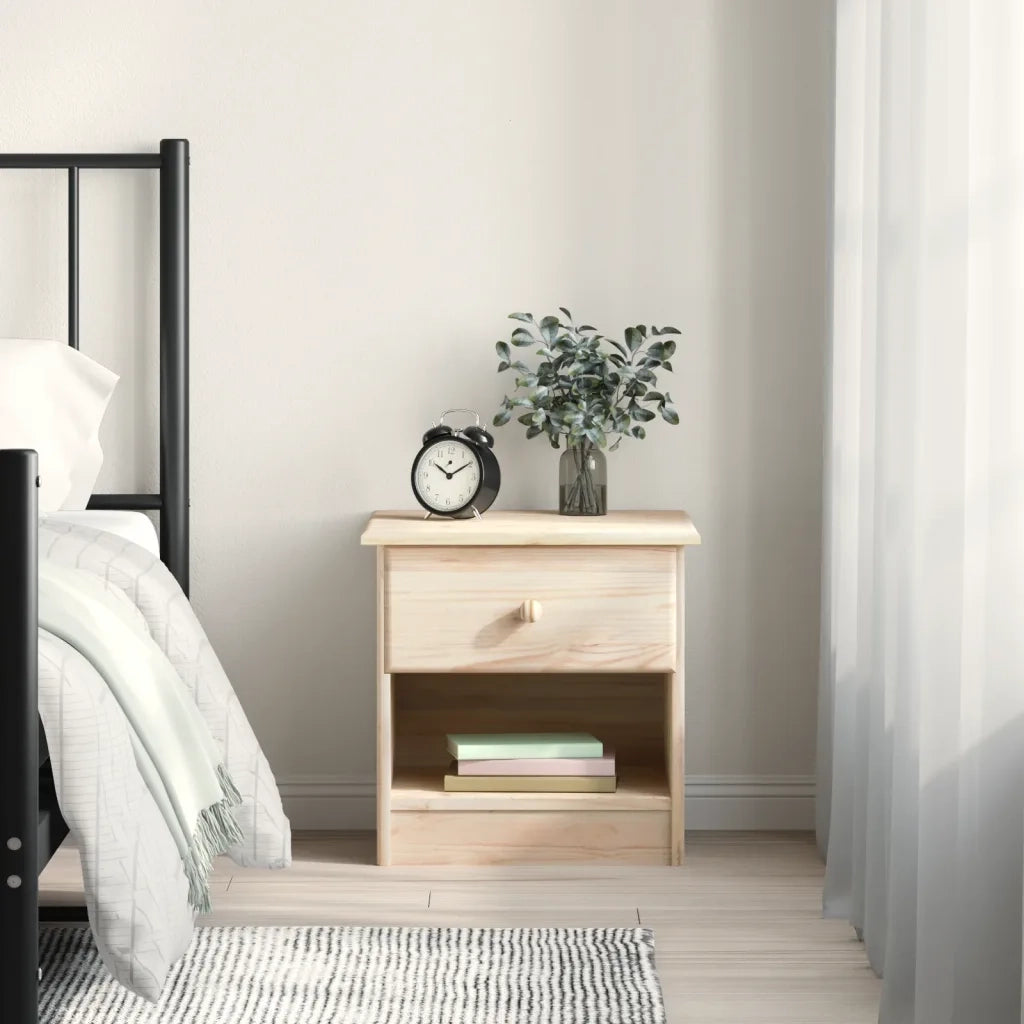 Comodino | Armadio da Notte | Mobiletto da notte ALTA 41x35x41 cm in Legno Massello di Pino
