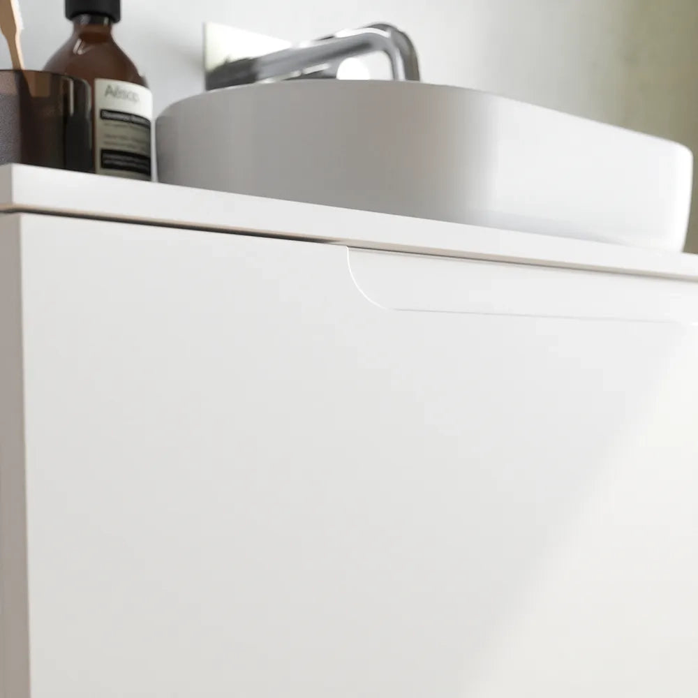 Mobile bagno sospeso 80 cm un cassetto bianco opaco con top | Ardenne