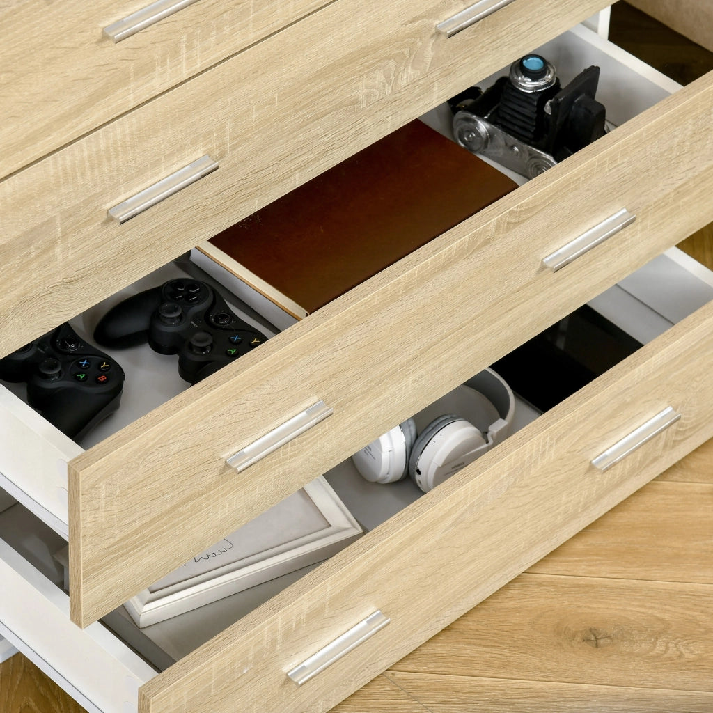 Cassettiera Moderna con 4 Cassetti ¨C zephmum ¨C Roble e Bianco 76x35x72 cm