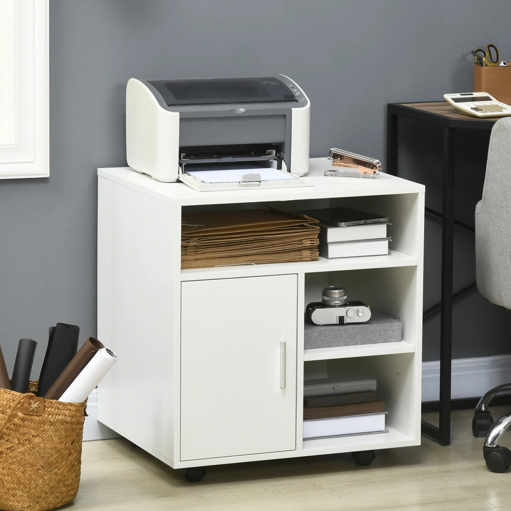 Armadio con Ruote Multifunzionale ¨C zephmum ¨C Bianco 60x50x65,5 cm