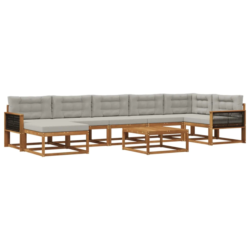 Set di divani da esterno 8 pcs Naturale e Grigio Chiaro 3382764