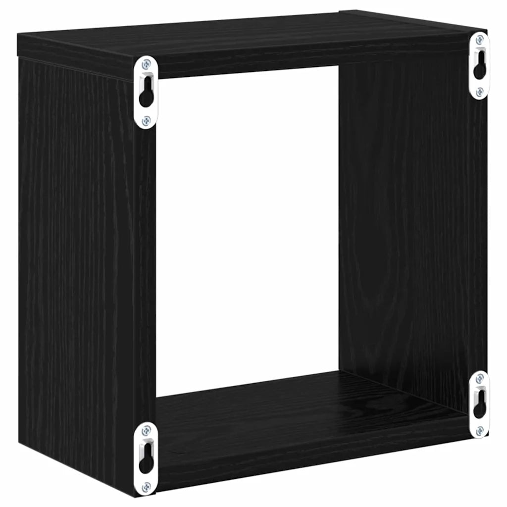 2 pz Scaffali da Parete | Mensola sospesa Rovere Nero Legno multistrato