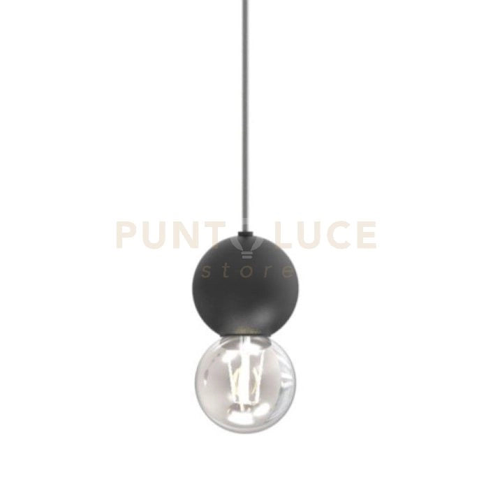 MELINA-S1 N Sospensione 1 luce con sfera nero opaco e lampadina E27 inclusa senza base