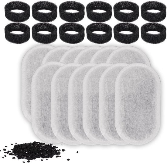 24 pezzi di filtro per fonte di acqua per gatti con spugna filtro prefiltrante, filtro per fonte di acqua per gatti, adatto per fonti di acqua in acciaio inossidabile per animali domestici.