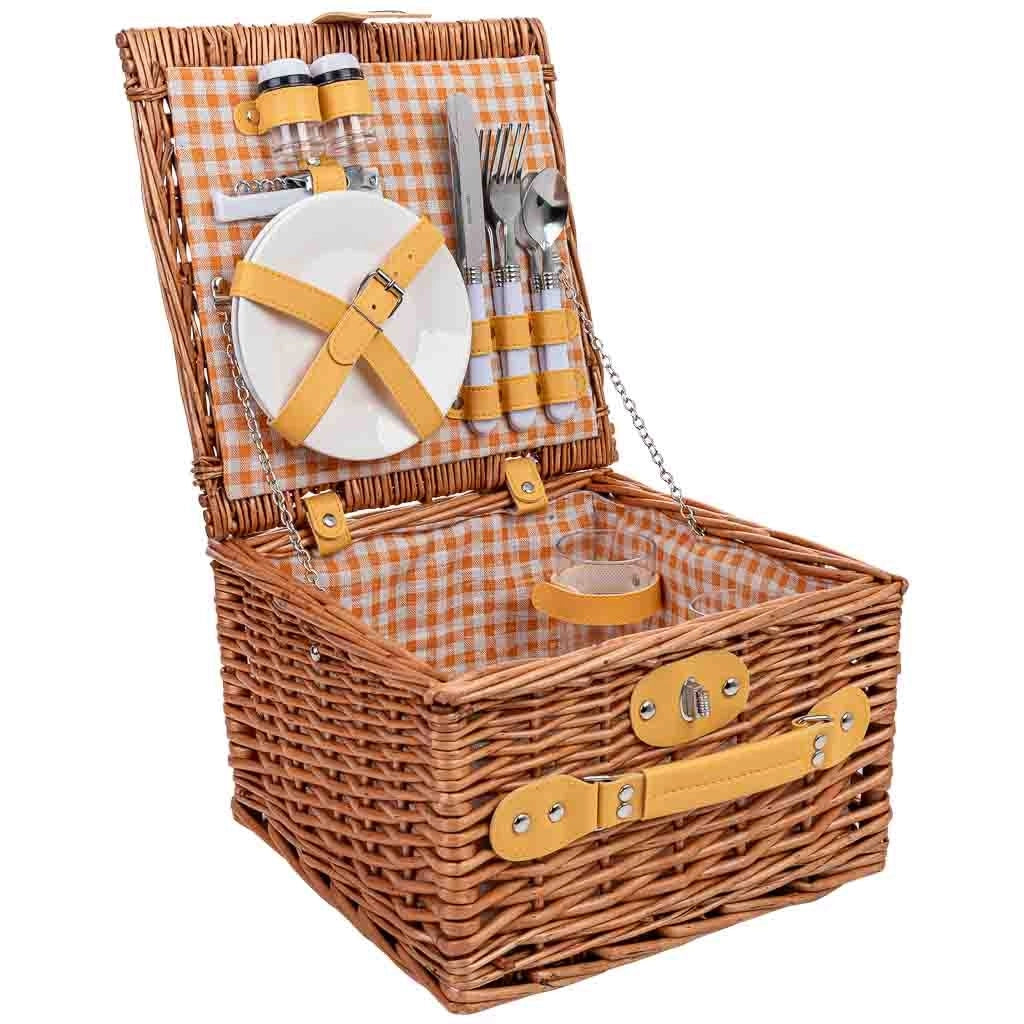 Cestino da picnic per 2 persone, marrone, 30x30x20h cm