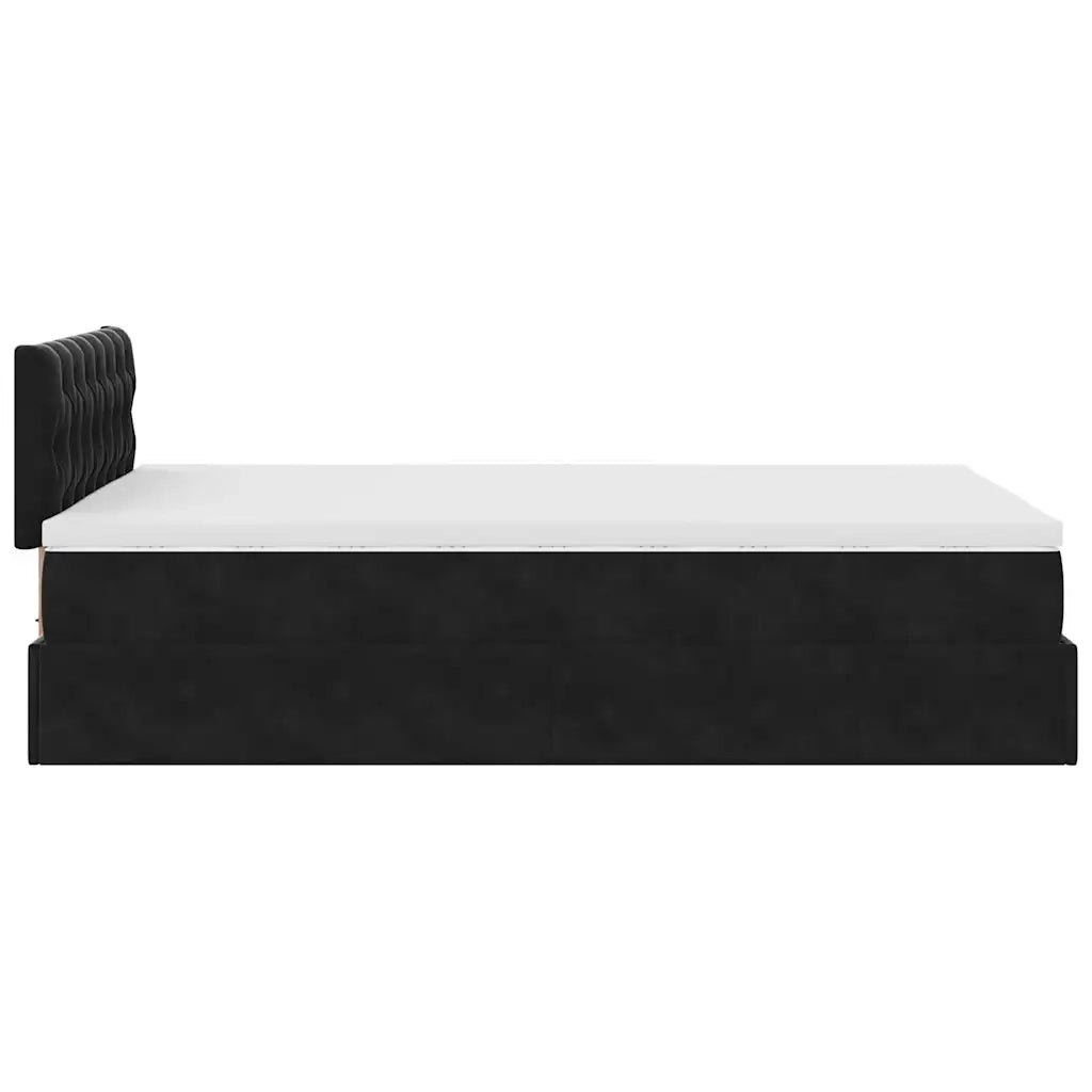 Pouf Letto con Materasso Nero 120x190 cm Velluto 3311833